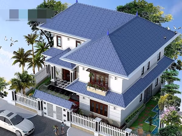 Nhà mái Nhật chữ L tận dụng tối đa các góc cạnh, tạo khoảng sân nhỏ nhằm tăng sự linh hoạt trong bố trí không gian sống. Ảnh: Igcons