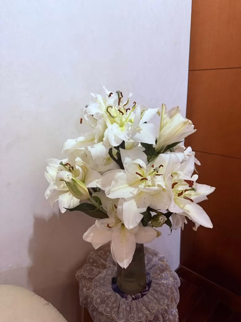 Ly trắng đơn sắc đặt ở góc phòng. Ảnh: FBNV