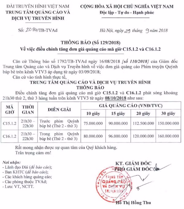 Gia quang cao phim 