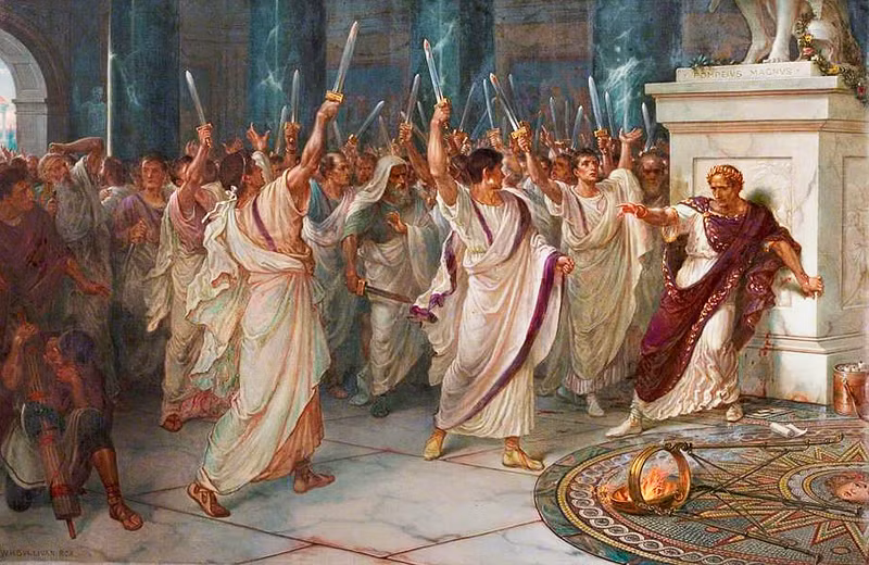 Tuy nhiên, vào năm 44 trước Công nguyên, Caesar bị ám sát. Cái chết của ông được cho là âm mưu của nhiều nguyên lão - những người đã tự gọi mình là Người giải thoát.
