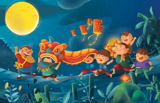Vào dịp Tết Trung thu, người Việt sẽ chuẩn bị mâm cỗ cúng gồm bánh nướng, bánh dẻo, trái cây tươi... để dâng cúng tổ tiên, thần linh. Sau đó, các thành viên trong gia đình sẽ quây quần bên nhau cùng phá cỗ, trông trăng.