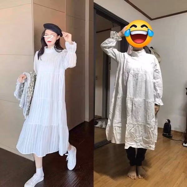 Ở phần bình luận, nhiều người không khỏi chia buồn với chàng trai, đồng thời để lại những bình luận hài hước như: "Ôi trời, mua 1 được hẳn 2 dáng áo còn gì, quá hời", "haha không biết nên cười hay nên chia buồn nữa".