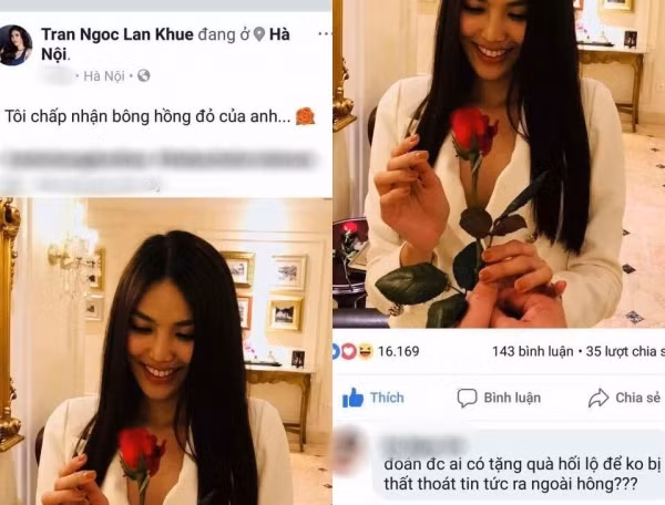 Vừa qua, trên trang cá nhân, Lan Khuê gây chú ý khi chia sẻ hình ảnh được tặng hoa với dòng chú thích khá ngọt ngào: “Tôi chấp nhận bông hồng đỏ của anh”. Ít khi chia sẻ về chuyện tình cảm, bài viết của giải Vàng Siêu mẫu Việt Nam 2013 khiến fan không khỏi xôn xao bàn tán.