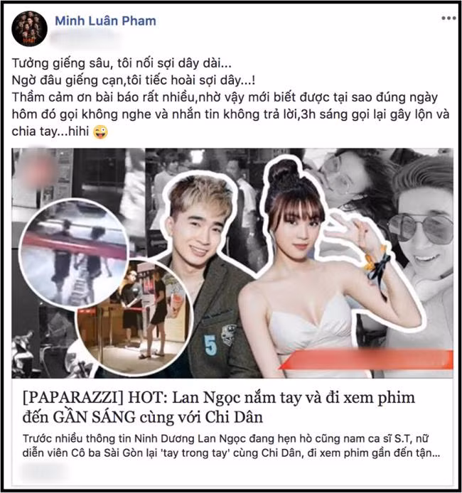 Chia sẻ gây chú ý của Minh Luân trên trang cá nhân.