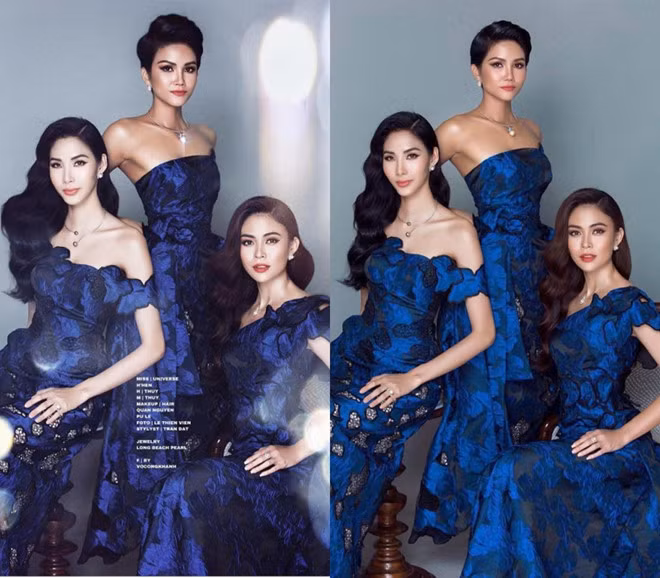 Bức ảnh thực tế và ảnh đã qua chỉnh sửa khiến H'Hen Niê như trở thành con người khác. Ảnh: BTC.