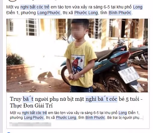 Thông tin trên mạng sai sự thật về vụ việc. (ảnh chụp màn hình)
