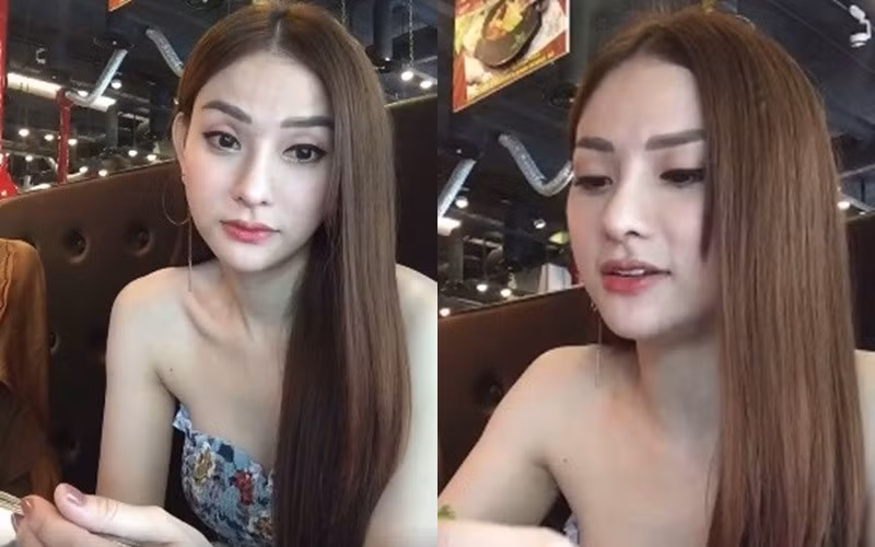 Hình ảnh cận của Thu Thủy trong clip livestream hồi giữa tháng 6. Ở góc ảnh cân có thể thấy vẻ ngoài của nữ ca sĩ hiện nay na ná các hot girl trải qua nhiều lần thẩm mỹ với gương mặt thon và mũi cao nhọn.