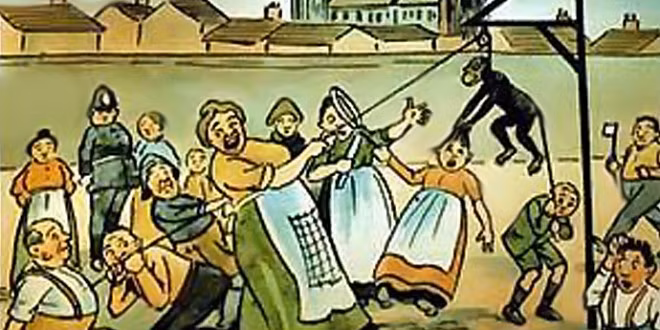 Con khỉ này khoác trên người bộ quân phục tí hon của Pháp. Do nghi ngờ đây là một gián điệp nên người dân ở Hartlepool bắt con khỉ và đưa ra xét xử. Trong phiên tòa đặc biệt này, con khỉ không thể nói bất cứ lời nào để chứng minh bản thân không phải là điệp viên Pháp. Do vậy, cuối cùng, con khỉ bị kết án tử hình và bị treo cổ.