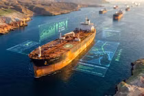Tàu chở dầu di chuyển qua eo biển Hormuz - tuyến hàng hải chiến lược vận chuyển khoảng 1/5 lượng dầu toàn cầu.