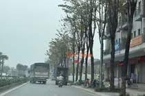 Hoạt động bốc xếp hàng của những xe tải chiếm trọn diện tích lưu thông của làn đường dành cho xe máy.