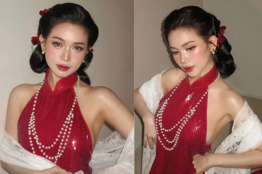 Sĩ Thanh đốn tim với giao diện mợ hai đỏng đảnh, sắc sảo