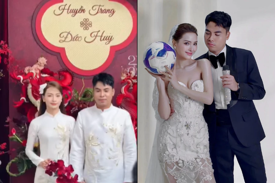 MC Mù Tạt rạng rỡ bên cầu thủ Đức Huy trong lễ ăn hỏi